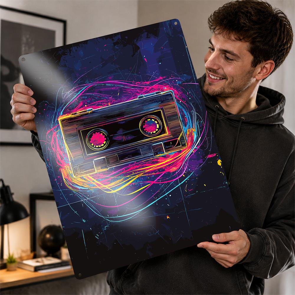 Retro Cassette Tape Art D Texture Metal Poster Customized Wall Art Tin Sign Gift for Mancave Wand Deko Luxury Decoration Home
