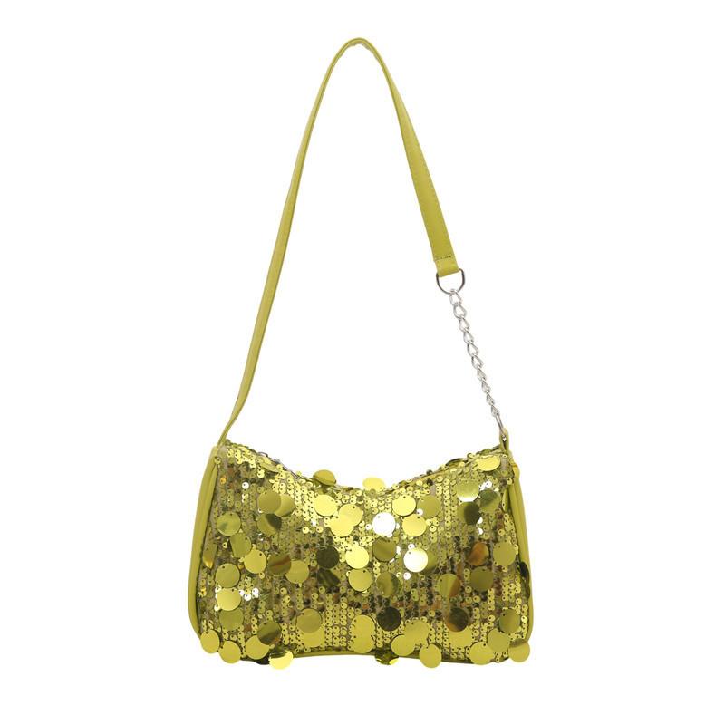 Simple Solid Color Sequin Design Women Shoulder Chain Bag For Casual Urban Outings