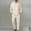 Men's Slim Fit Jacket with Zipper Pocket, Long Sleeved Sportswear, Cardigan Jacket Set, Long Pants, Elegant, Two-Piece Set