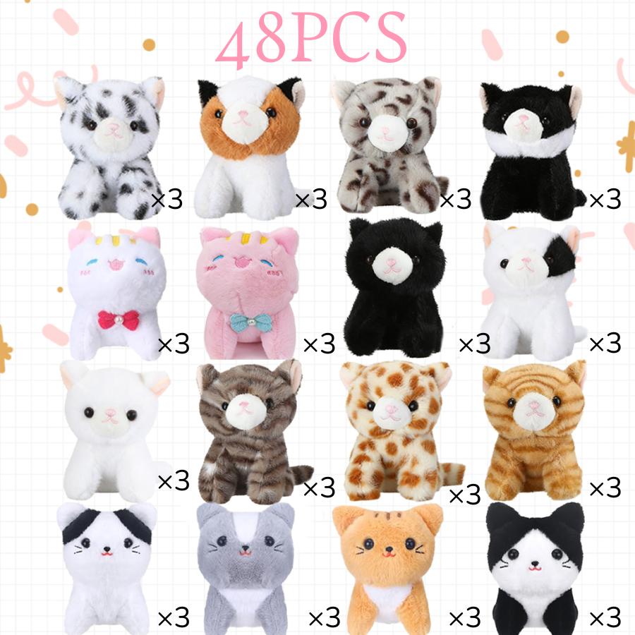 8-48Pcs Adopt A Pet Party Favors Cat Plush Cat Stuffed Animal Bulk Kitten Stuffed Animal for Birthday Party Gifts