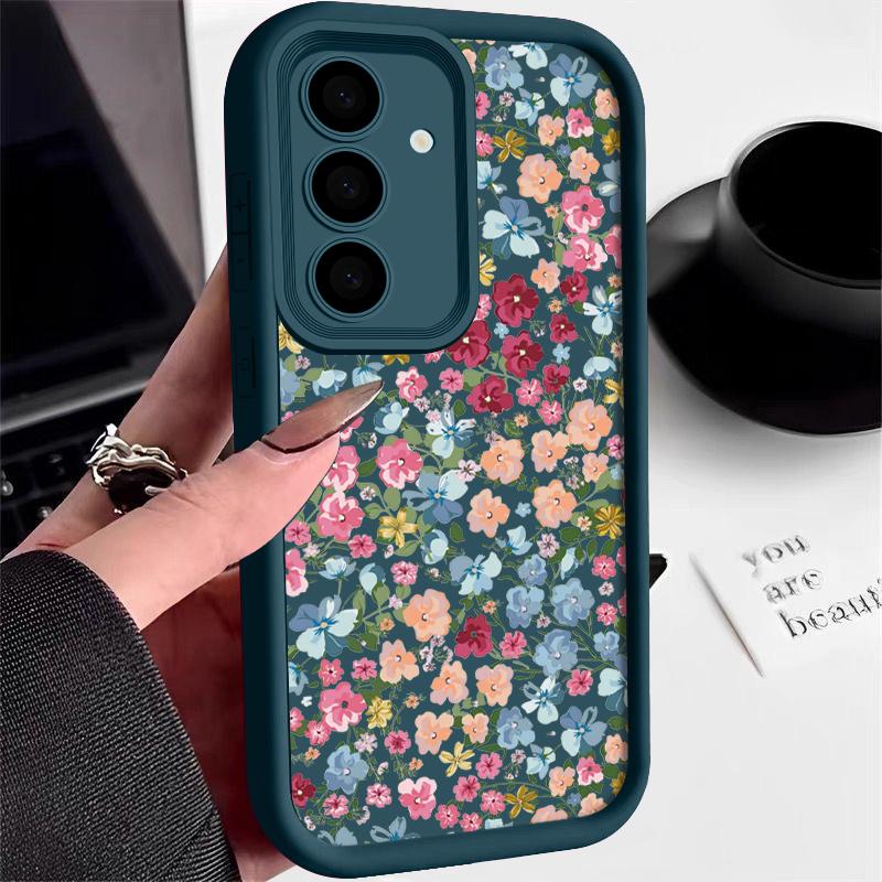 Красивый цветочный узор чехол для Samsung S24 FE S23 Ultra S22 S21 Plus A55 A54 A53 A52 A35 A34 A15 A14 цветы противоударный защитный объектив телефона чехол