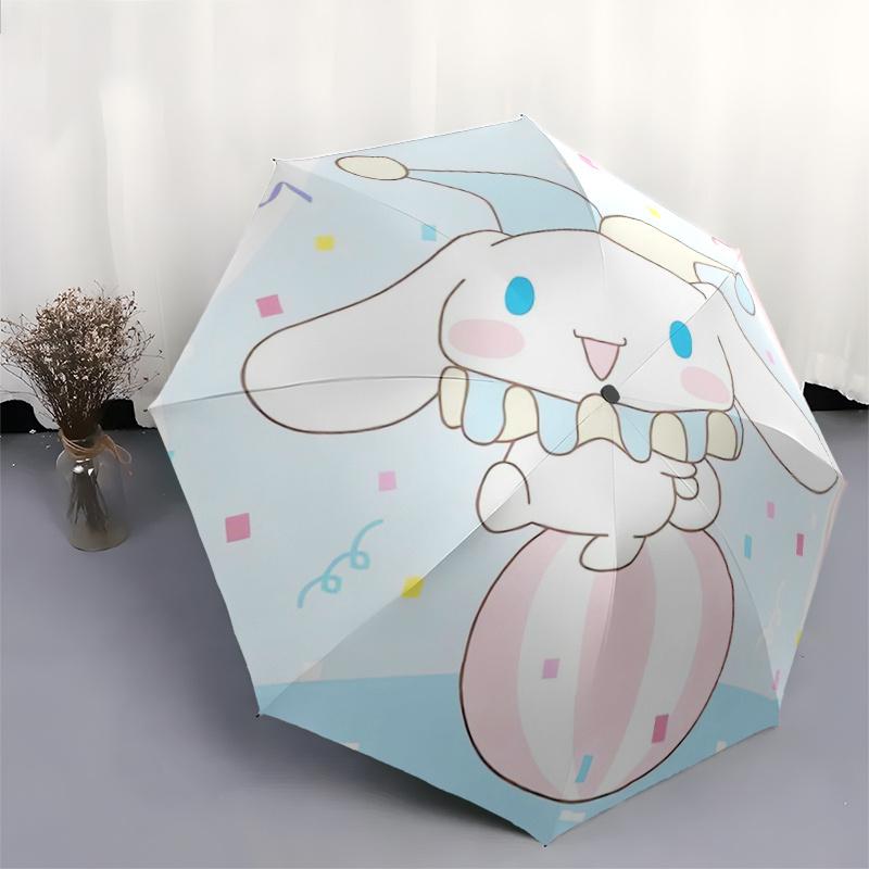 1 шт. Автоматический складной зонт Sanrio с рисунком акробатического Кролика Киннаморолла - Маленький зонт, подходящий для различных случаев, Портативный 3-складной маленький