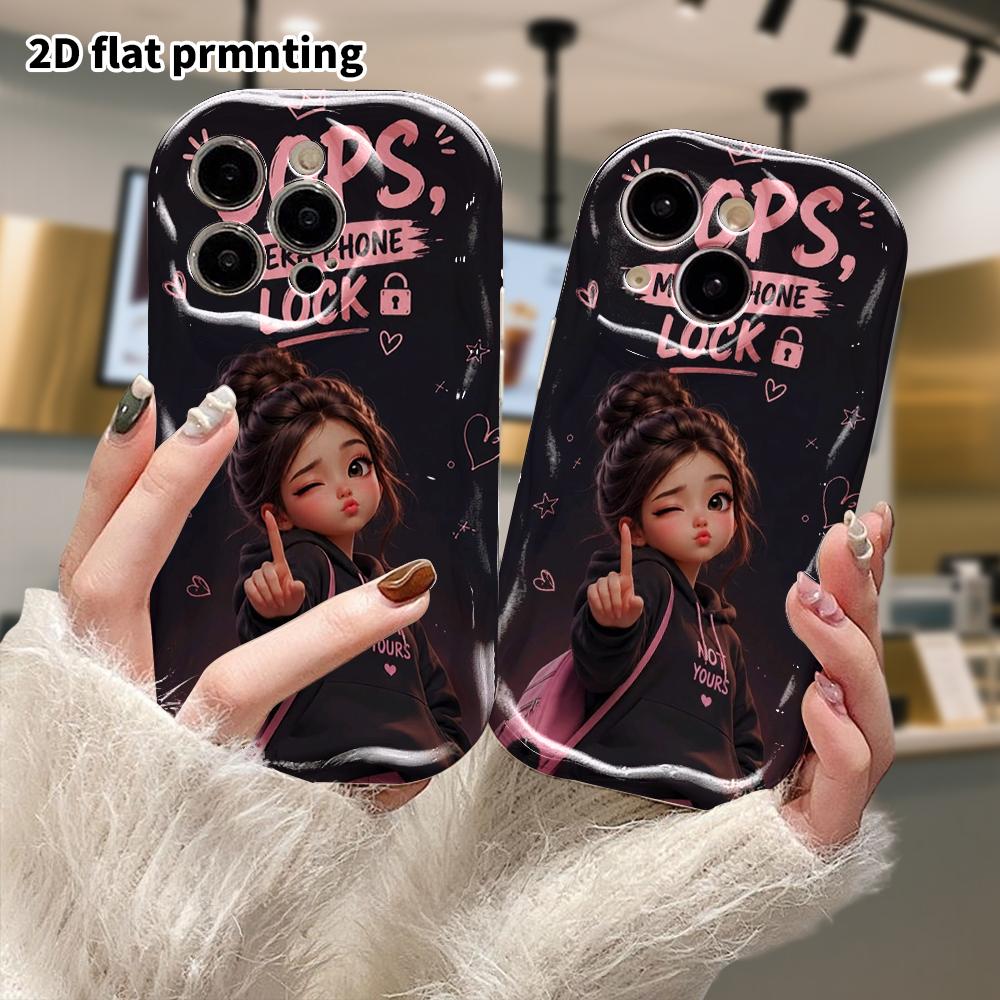 Phone Case: 2D flat design, suitable for iPhone 18, 17, 16, 15, 14, 13, 12 Pro protection, phone decoration, cute pink and black style, Halloween and