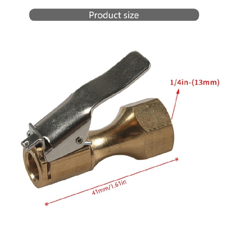 Air Chuck with Clip Adapter, Brass Locking Tire Inflator Nozzle Adapter Connect, No Leakage Tire Chucks for Inflator