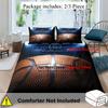 3D Sports Basketball Print Duvet Cover Set (1 Duvet Cover+2 Pillowcase) Soft And Breathable Microfiber Bedding Set For Bedroom