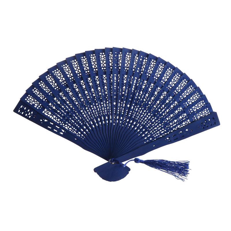Fashion Wedding Hand Fragrant Party Carved Bamboo Folding Fan Chinese Wooden Fan