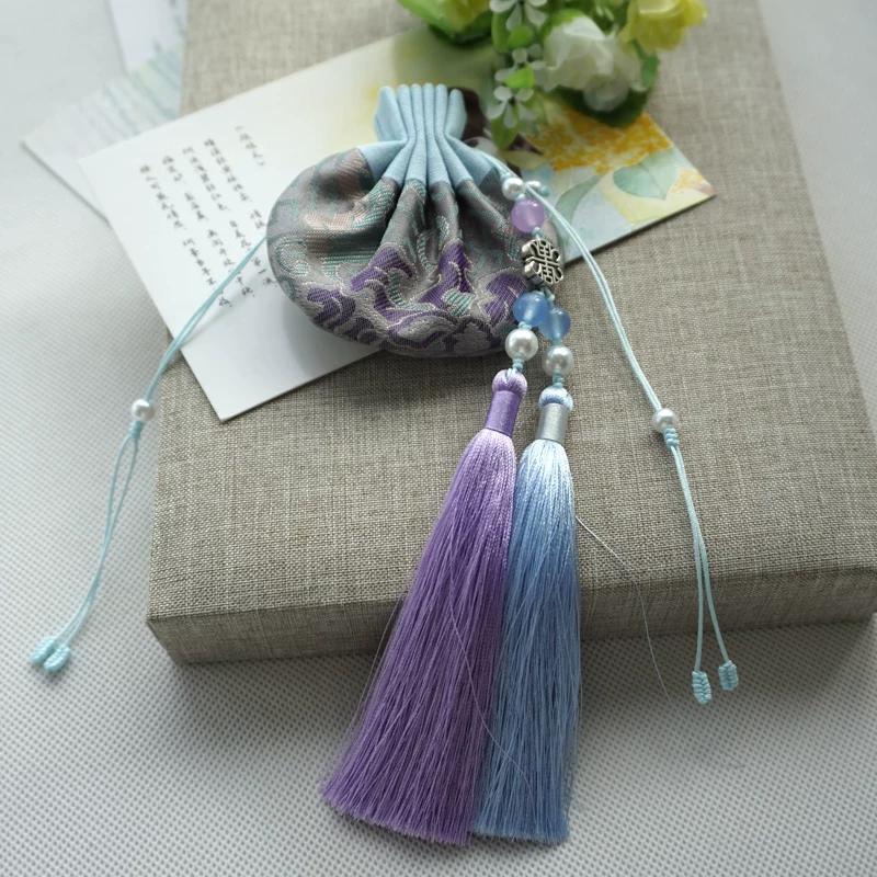 National Style Silk Non-Heritage Song Dynasty Brocade Perfume Bag Collectables-Autograph Rosary Buggy Bag Safety Blessing Amulet Drawstring Fragrance