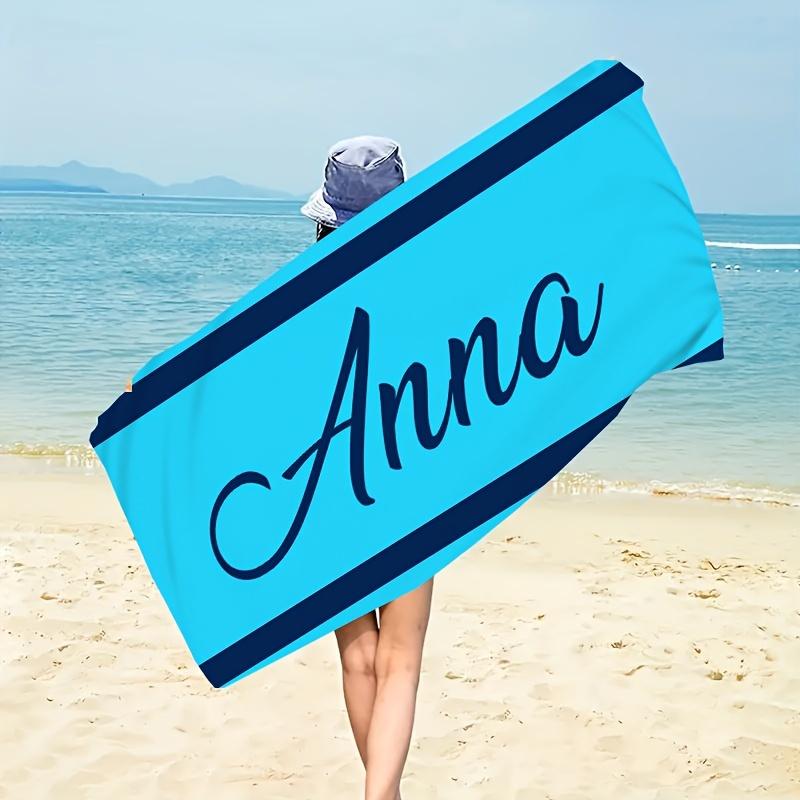 Custom Beach Towel Personalized Name Anna 160x80cm Microfiber Bath Towels All Season Soft Absorbent Blanket