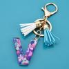 Colorful Acrylic Initial Tassel Keychain - Fashionable Jewelry