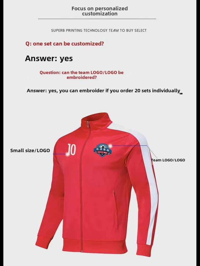 Футбольные тренировочные костюмы унисекс - длинные рукава, простые спортивные куртки для взрослых и детей, идеально подходят для весны и осени