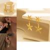 Plated Gold Trendy Starfish Earrings Stylish Gold Alloy Star Shape Earrings For Women For Autumn