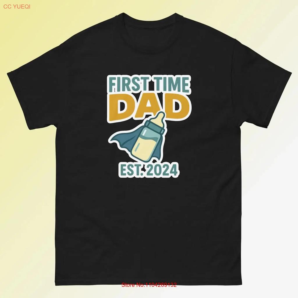 First Time Dad Est 2024 T Shirt Vintage Stretched Designer Clothes Fashion Slightly Unisex Streetwear Casual Graphic