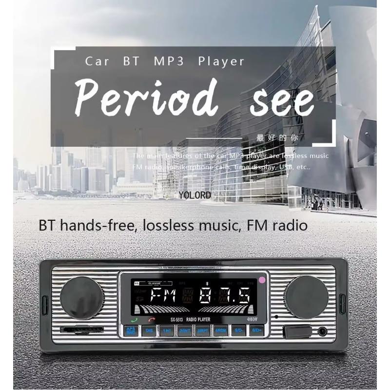 Автомобильный радиоприемник Bluetooth, винтажный MP3-плеер с двумя ручками, FM-тюнер, стерео, USB, AUX, классический автомобильный ретро-аудиоприемник, аксессуары для динамиков