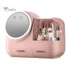 Dustproof Makeup Storage Box with LED Mirror Large Capacity Multiple Compartments Countertop Makeup Storage Organizer