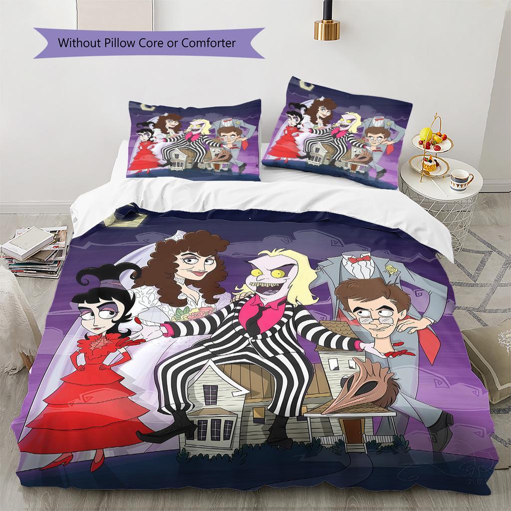 Beetlejuice2 Pattern Bedding Quilt Set Home Decoration Gift (1 * duvet cover + 2 * pillowcase without core)