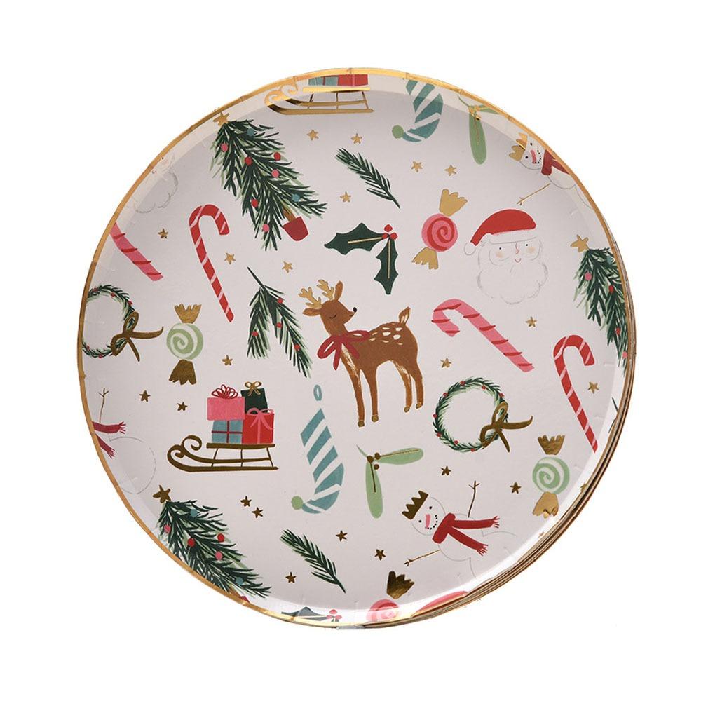 Бронзовый Одноразовая Посуда Сервировка на 10 Бумажная Тарелка Удобная Посуда для Пикника Дети