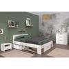 DREAM Adult Complete Bedroom : Bed 140x190/200 Cm + 2 Bedside Tables + Chest of Drawers - White and Oak Decor - PARISOT