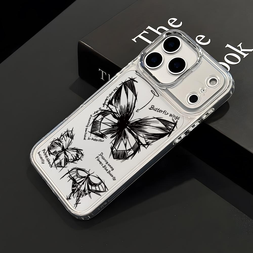 Fashion Butterfly Phone Case for Apple iPhone 17 Air 16 16e 15 14 13 12 11 Pro Max X Xs XR 8 Plus Luxury Clear Cover