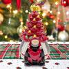 Lighted Christmas Gnome Tree Small Resin Faceless Old Man Christmas Tree Decoration for Holiday Home Office Room Tabletop Fireplace Decor
