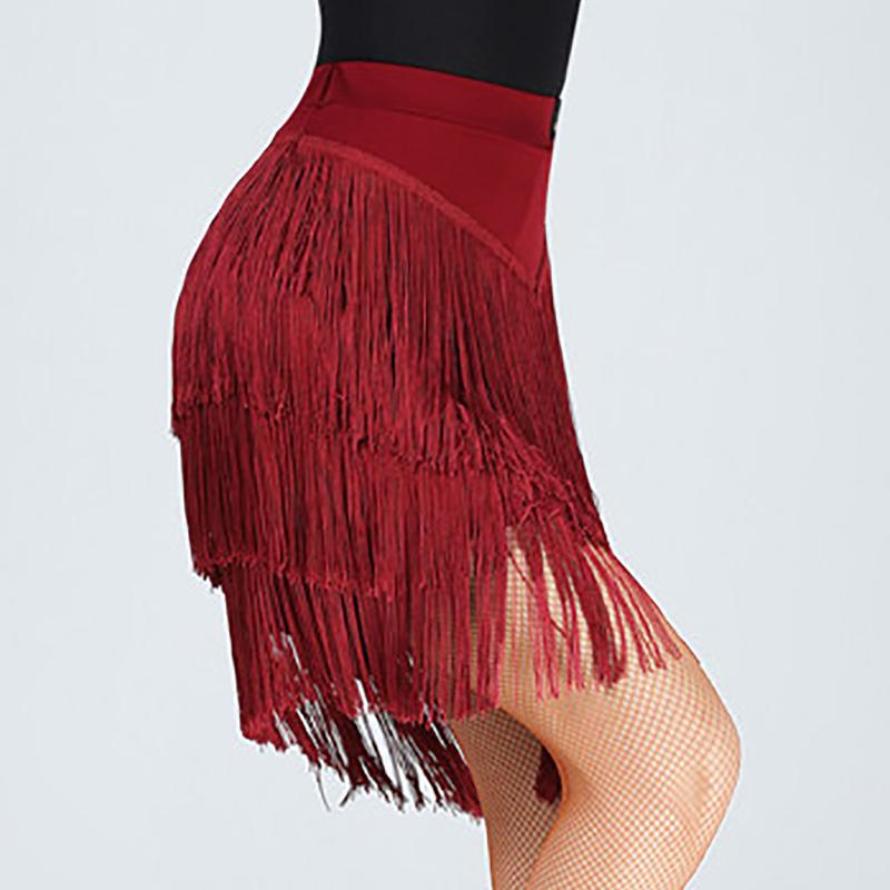 Женская юбка для латинских танцев, цельная юбка для бальных танцев, румба, самба, танцевальная одежда с кисточками для взрослых, женский тренировочный костюм чача