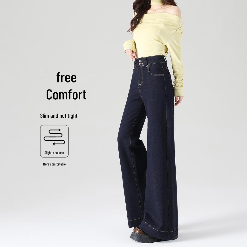 Женские джинсы petite plus size с микро-клешем из денима - Удлиненные, стройнящие, широкие и прямые, для весны и осени