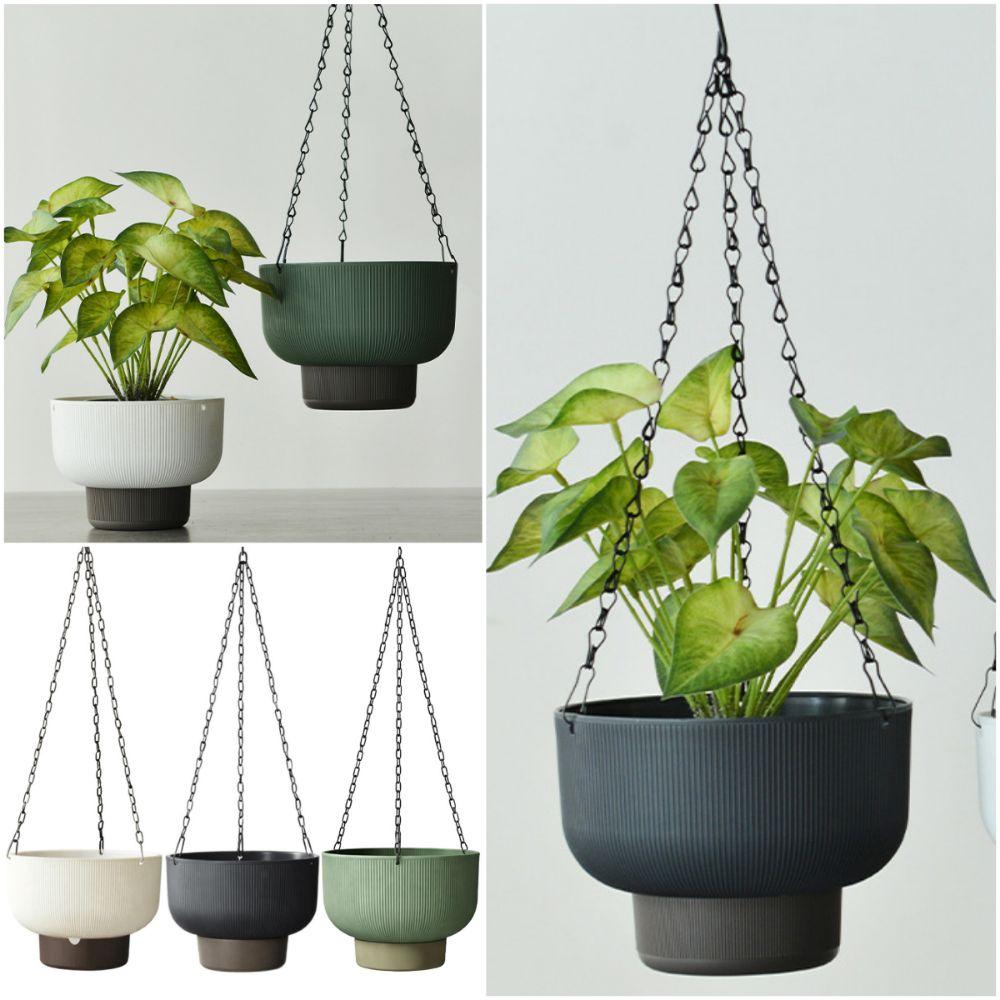 Self Watering Hanging Flower Pots White Green Grey Plant Flowerpot Planter Indoor Plants