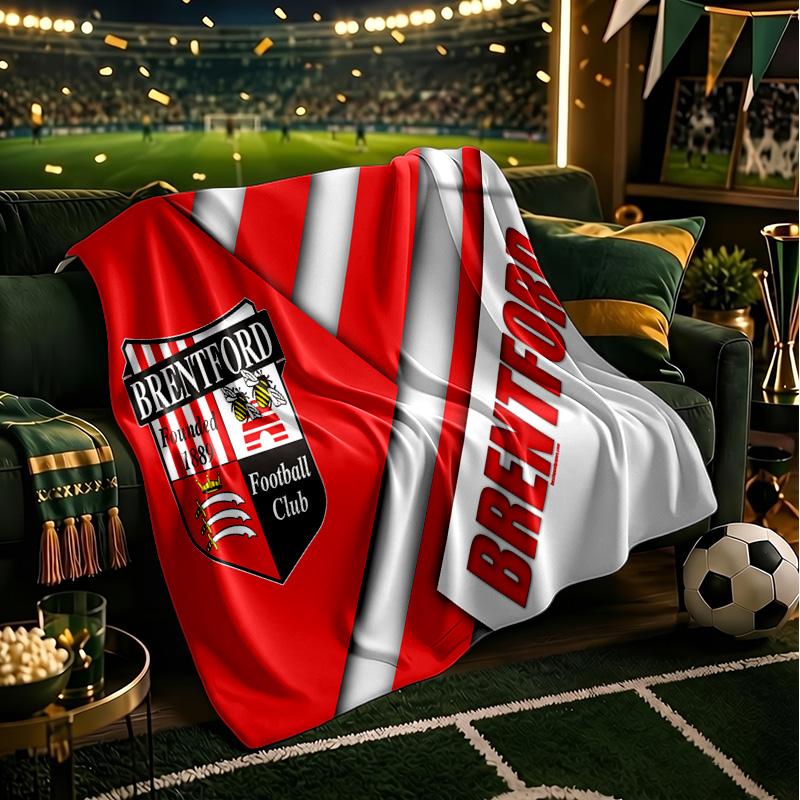 Brent-ford Football Club Crest Throws Blanket Flannel Blankets Plush for Couch Bed Gifts for Men Women Travel picnic blanket Christmas fan gifts