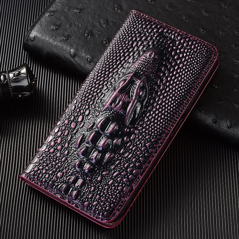 Ретро Чехол-книжка из Натуральной Кожи с Головой Крокодила для Samsung Galaxy S10 S20 S21 S22 S23 S24 S25 FE Note 8 9 10 20 Plus Ultra