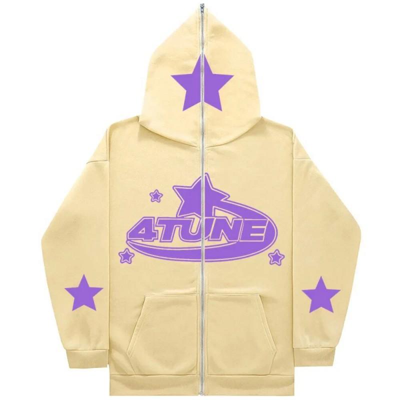 Oversized Gothic Zip-Up Hoodie Men Streetwear Hip Hop Casual Pullover Jacket