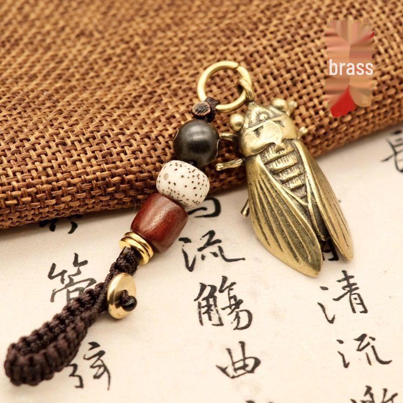 Custom Brass Bell Tortoise Shell Keychain Pendant - Retro High-End Car Lanyard