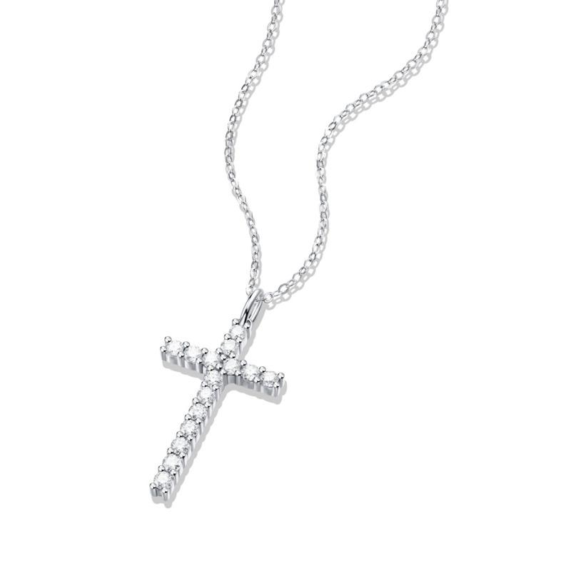 Bague Ringen S925 Серебряный кулон с муассанитом и крестом веры, модное ожерелье с ключицей, подарочные аксессуары
