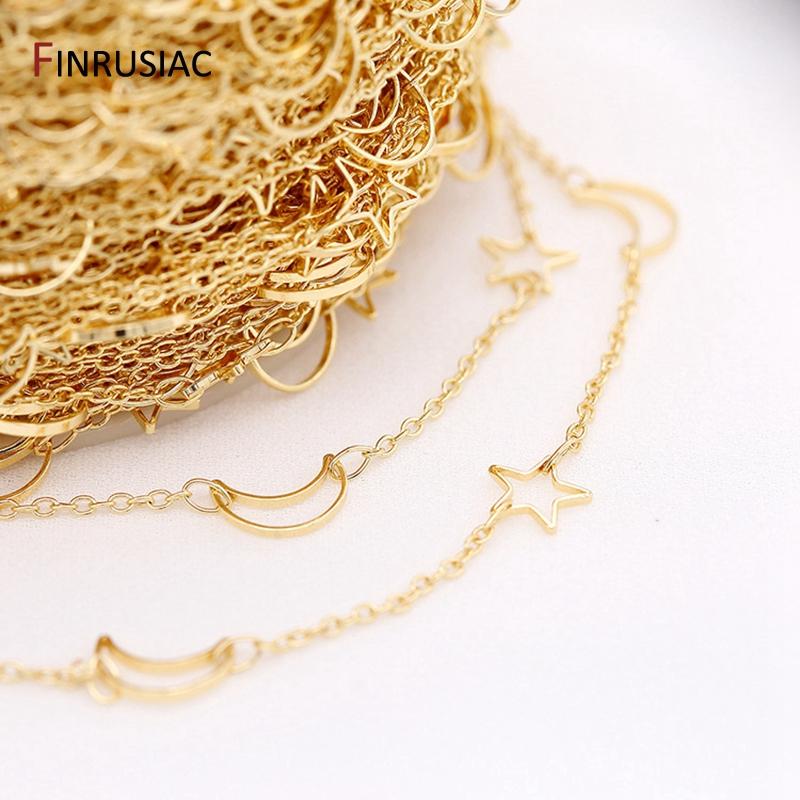 Корейские DIY аксессуары для цепочек медный металл 14K позолоченная цепочка со звездами и луной материал для изготовления бижутерии