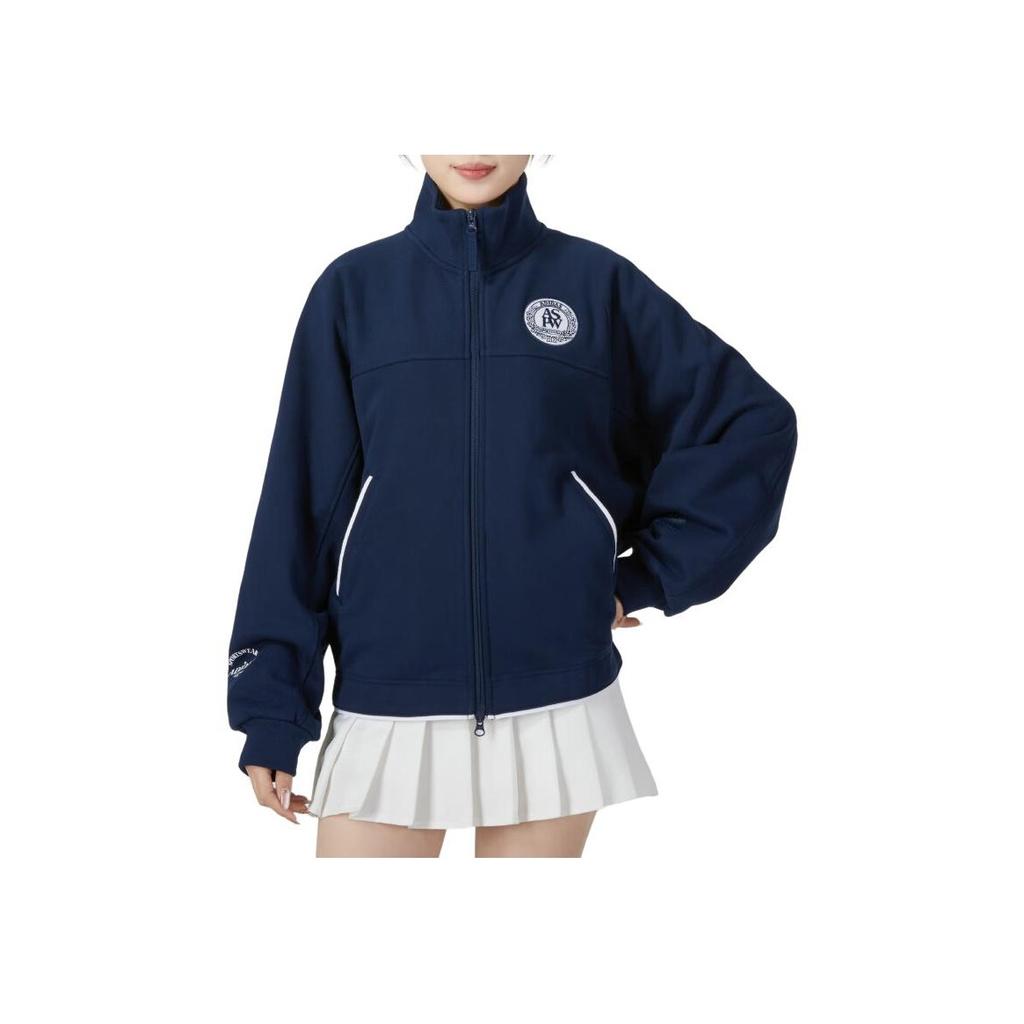 Adidas Letter Embroidery Stand Collar Running Fitness Training Jacket Women Jacket Blue JD3466