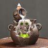 1pc Purple Clay Backflow Incense Burner Ceramic Halloween LED Skull Design Home Decoration Boy Gifts (Without Incense)