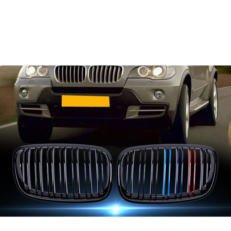 1 пара передних решеток для BMW X5/X6 E70 E71 2008-2013 г. глянцевые матово-черные решетки радиатора 'ноздри' из углеволокна замена решеток переднего бампера