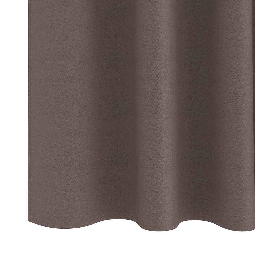 Blackout Curtains with Rings 2 pcs Dark Brown