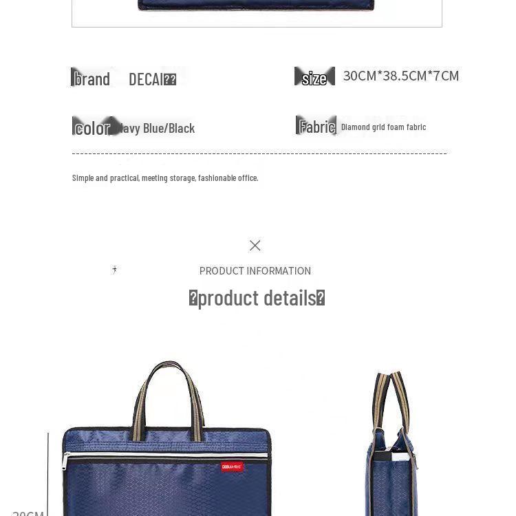 Large Waterproof Handheld Document Bag – Unisex Style with Prints, Ideal for Office Use