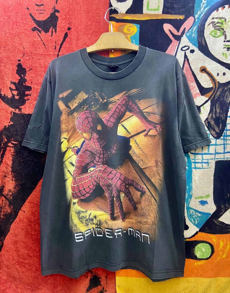 Vintage 00s Spider Man American Superhero 2002 Movie Big Graphic Promo T Shirt / Pop Culture / Vintage Movie T Shirt Size L
