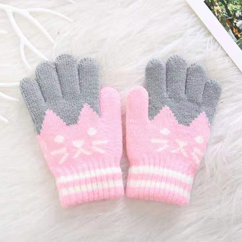 Winter Warm Fleece-Lined Gloves for Kids: Cold-Proof Knit Gloves for Kindergarten & Elementary Students
