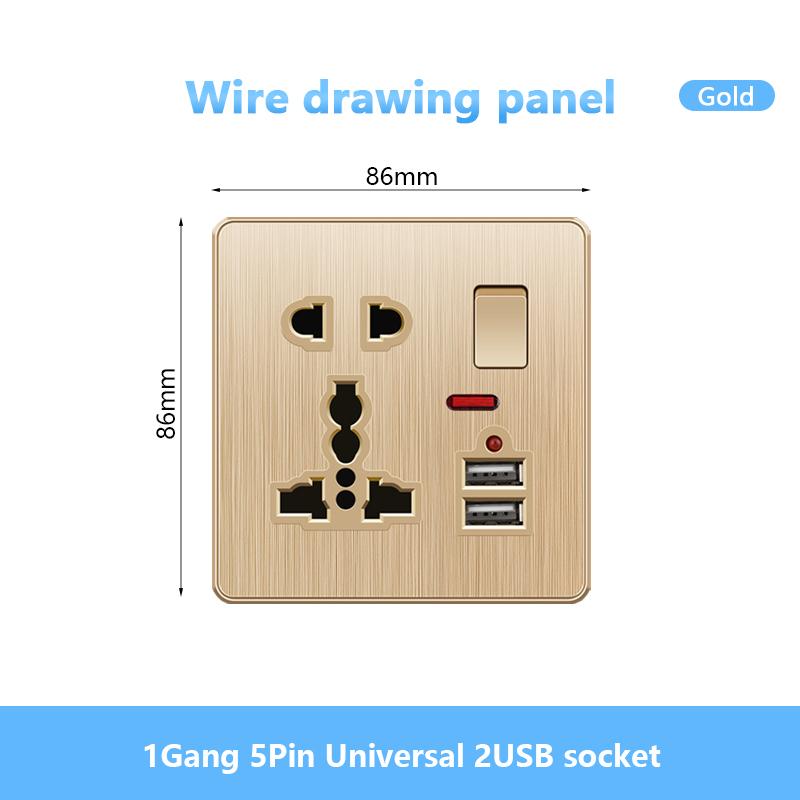 Универсальная 5-контактная розетка, стандартная британская настенная розетка USB на 13 А, 3-контактная электрическая розетка 220 В со светодиодным индикатором
