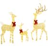 Reindeer Family with Red Bows, 283 LEDs, Christmas Lights, Weatherproof, Silver