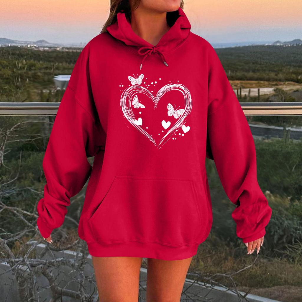 Женский свободный удобный повседневный модный свитшот с капюшоном и длинными рукавами с принтом персонажа