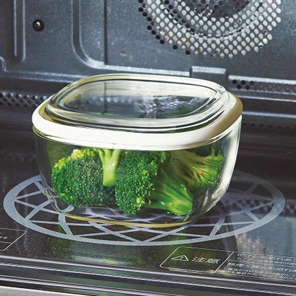 HARIO Square Clear Olive Made in Container, Small, Green, Japan, CWK-S-OG