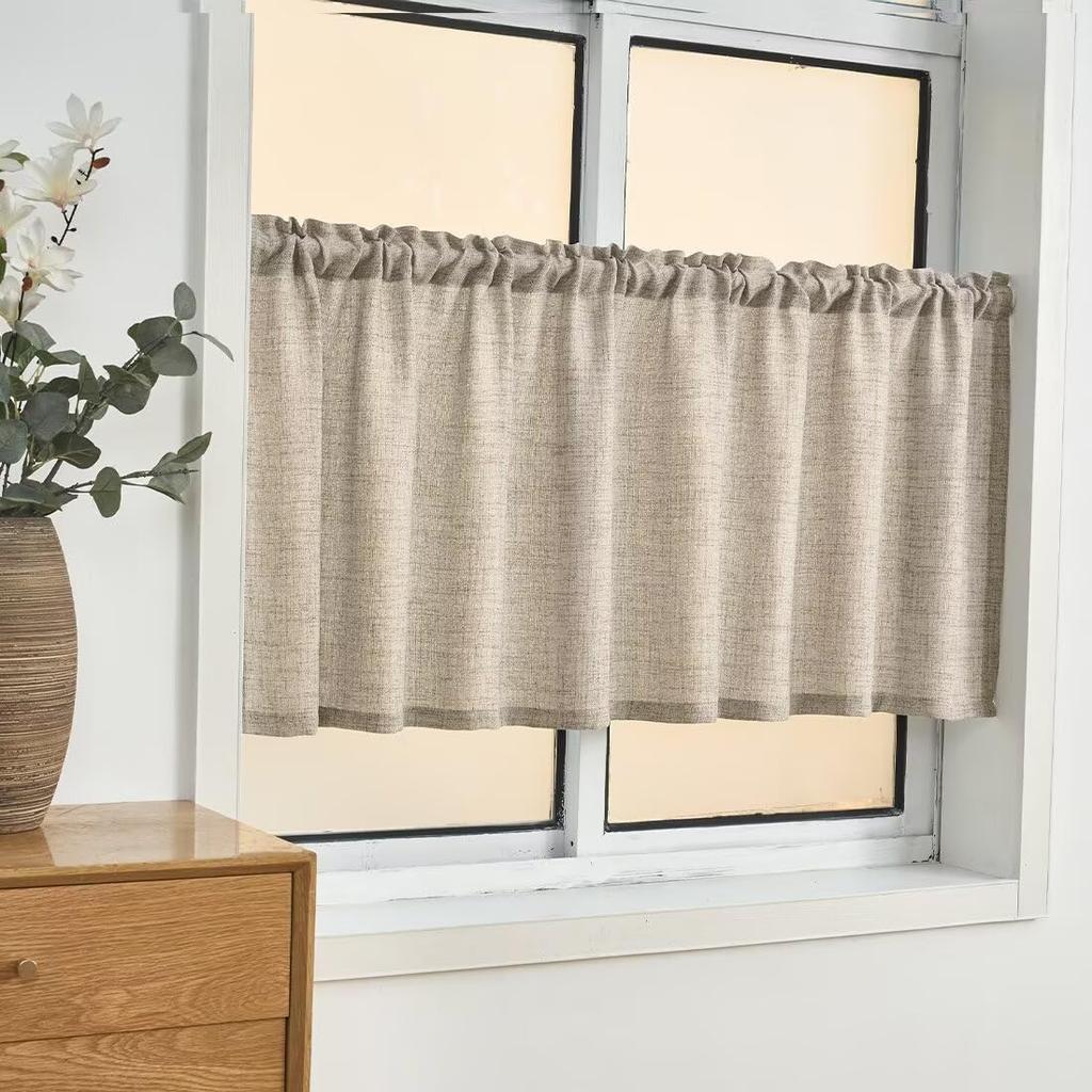 OSONA Cafe 70cm 190cm Perfect for Small Windows and Bay Short Natural Solid Scandinavian UV Room Heat Energy Sun Washable 1 Curtains, Long, Wide,