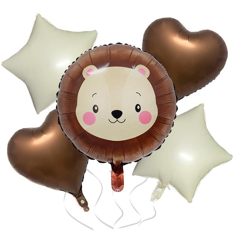 Крем Милый Ветер Животное 5-предметный Набор Корова Олень Красная Буква Набор Воздушных Шаров из Алюминиевой Фольги Украшение для Детской Вечеринки по Случаю Дня Рождения