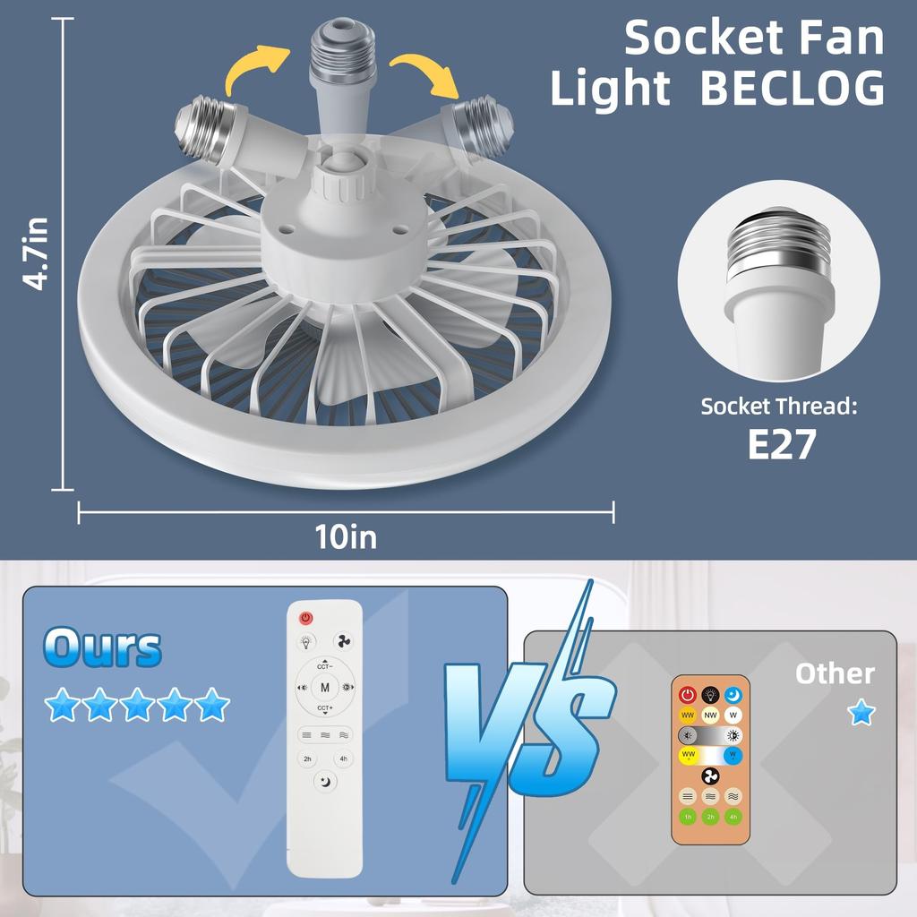 IRALAN Modern Ceiling Fan With Light E27 Smart Silent Ceiling Fan Remote Control Light LED Bedroom Living Room Light Fixture