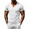 Men S V Neck Short Sleeve T Shirt Loose Fit Solid Color Summer Casual