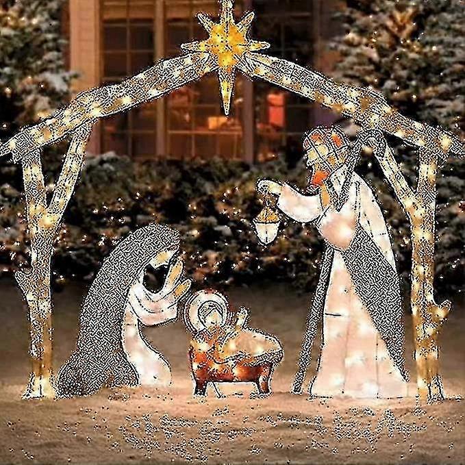 Outdoor Nativity Scene With Lights, Christmas Holy Family Yard Decoration, Christmas Outdoor Christmas Set, Easter Decoration Lights Up