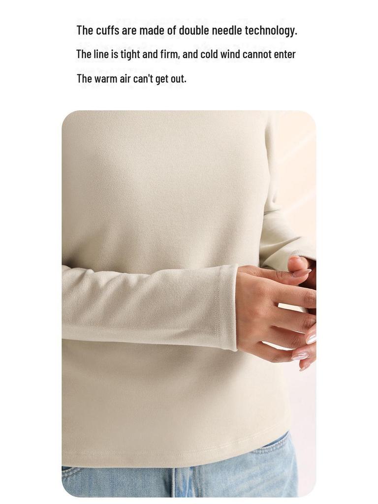 Женская теплая рубашка из немецкого бархата с полуворотом - плюшевая, утолщенная, с длинным рукавом и гиалуроновой кислотой для ухода за кожей