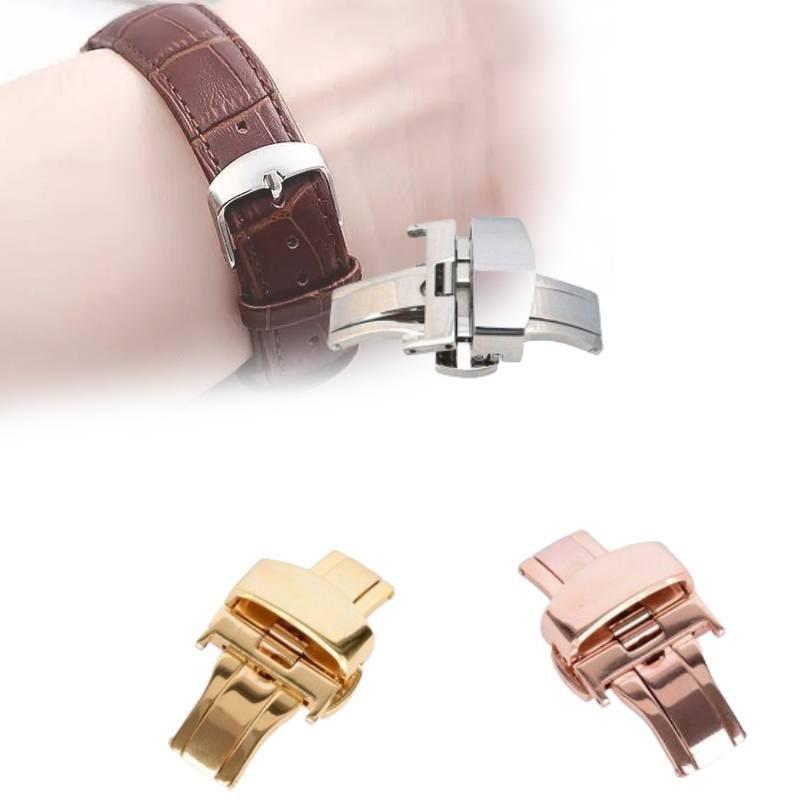 Премиальная застежка для часов из нержавеющей стали золотого цвета, бабочка, высокополированная отделка